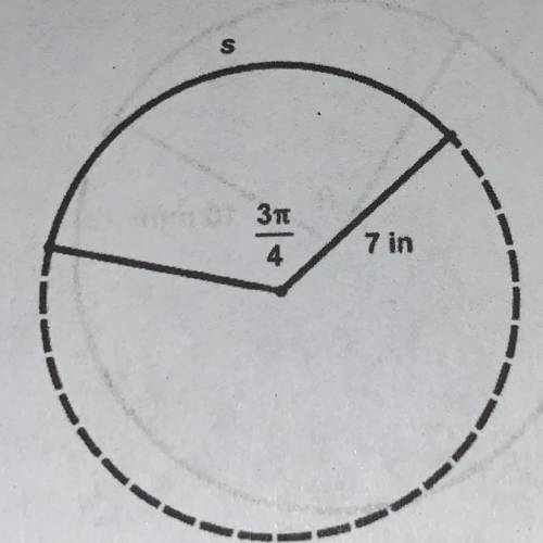 An arc is intercepted by a two radio that form an angle of 3π/4 radians. If the radius of the circle