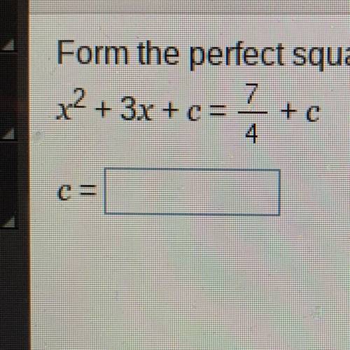 How do I find c for the perfect square trinomial
