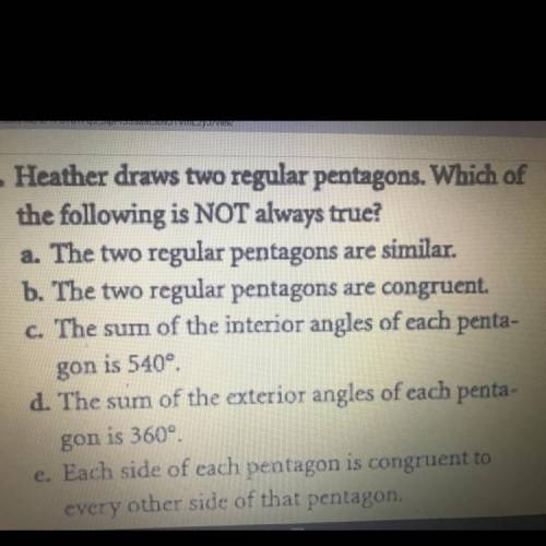 What is not always true about 2 regular pentagons