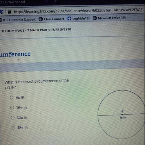 What is the exact circumference of the circle?