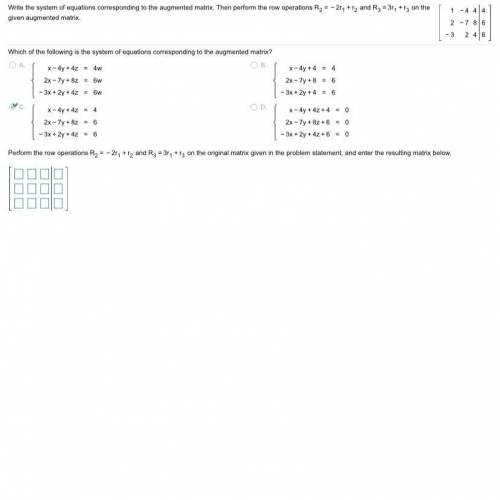 Matrix question, only need help with the bottom question. please & thanks