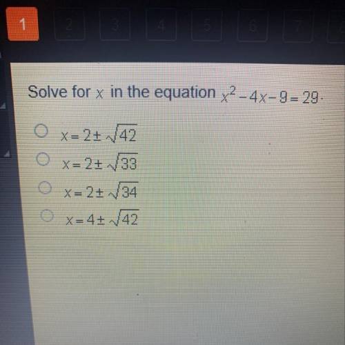 Solve for x in the equation x^2 - 4x-9= 29