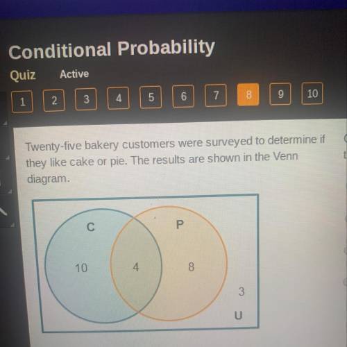 Given the a randomly chosen customer like cake what is the probability that the customer also like p