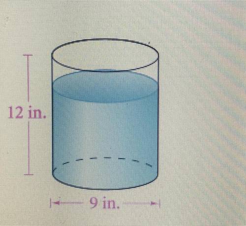 How much water would fill the cylindrical tank shown in the picture ?  A. 705 in^3 B. 504 in^3 C. 76