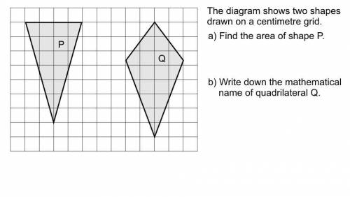 The diagram shows two shape drawn on a centimetre grid Find the area of shape p