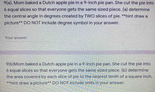 Mom baked a Dutch apple pie in a 9-inch pie pan.