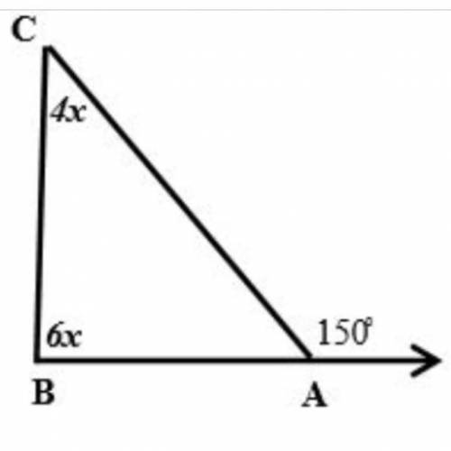 Find the value of X, angle B and angle C