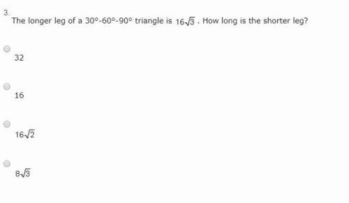 The longer leg of a 30°-60°-90° triangle is . How long is the shorter leg?