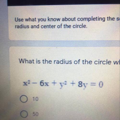 The radius of the circle