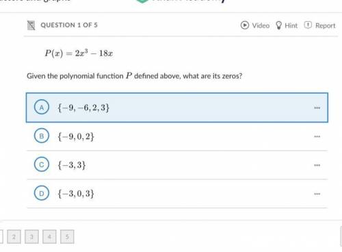 P(x)=2x^3-18x  Given the polynomial function  P defined above, what are its zeros?  Khan academy: Po