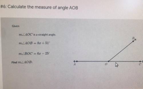 Calculate the measure of angle AOB