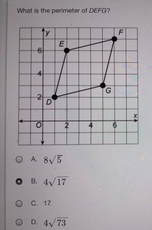 What is the perimeter of DEFG?A, B, C or D