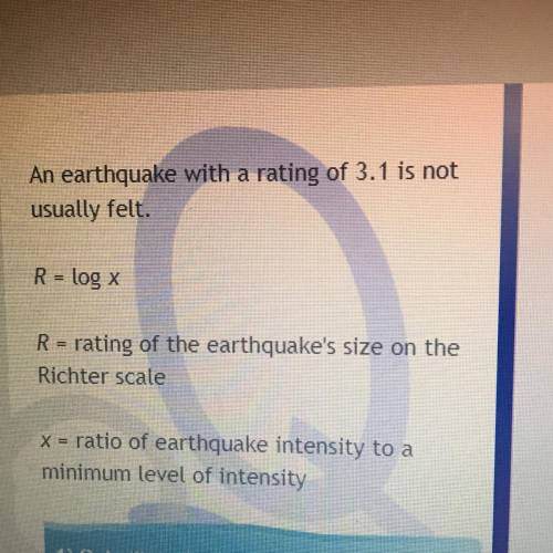 What is the value of x when the Richter scale rating is 3.1? Round your answer to the nearest hundre