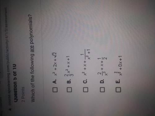 Which of the following are polynomials.