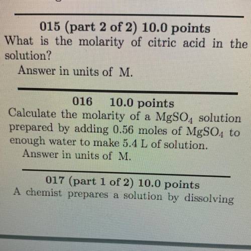 Do number 16 for chemistry