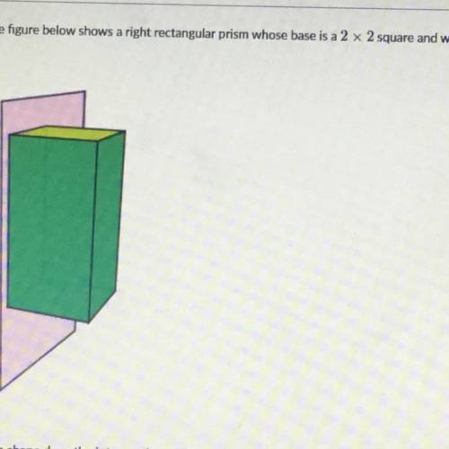 The figure below shows a right rectangular prism whose base is2 x 2 square and whose height is 4. Wh