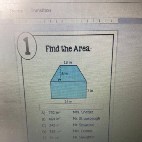 I need help finding the area