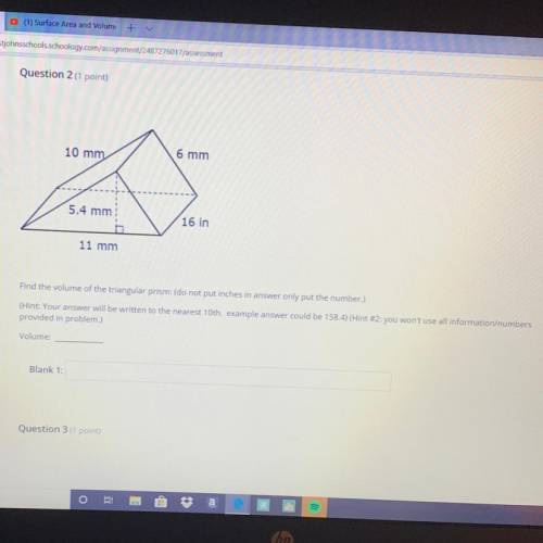 Find the volume of the triangular prism
