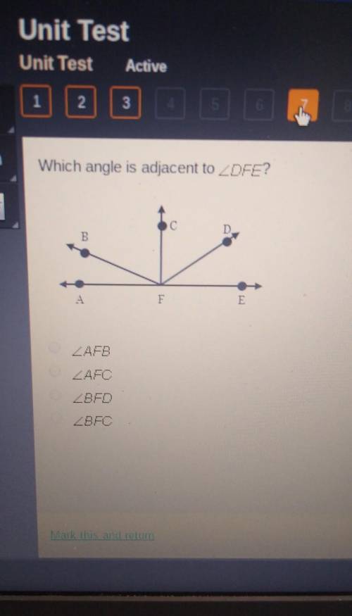 Which angle is adjacent to <DFE