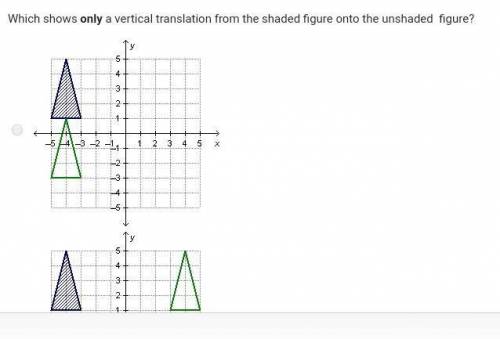 Which shows only a vertical translation from the shaded figure onto the unshaded figure?