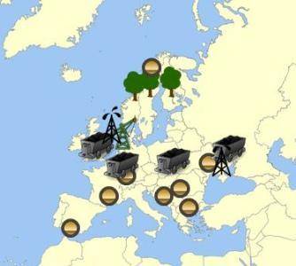 Map by RokeAccording to the map above, which part of Europe is the largest coal-producing region?A.n