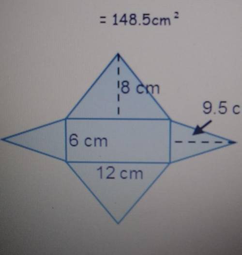 What error did the student make?A student found the surface area of this rectangular pyramid.Surface