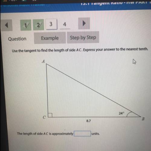 Use the tangent to find the length of side AC. Express your answer to the nearest tenth.