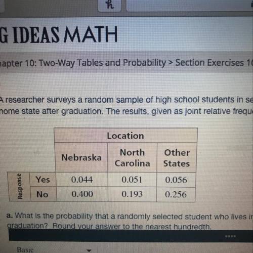 A researcher surveys a random sample of high school students in seven states. The survey asks whethe