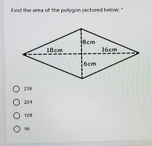 Find the area of the polygon pictured below. * PLZ HELP
