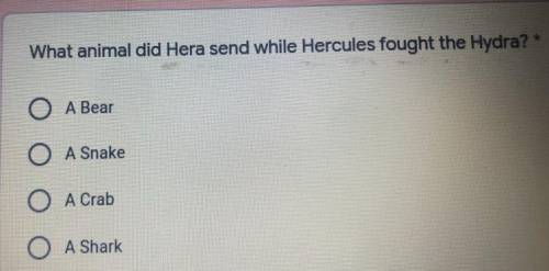 What animal did Hera send while Hercules fought the hydra