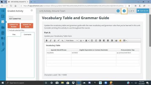 PLEASE ANSWER ASAP  Update the vocabulary table and grammar guide with the new vocabulary and gramma