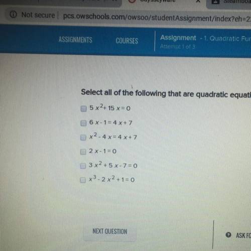 Which are quadratic equations