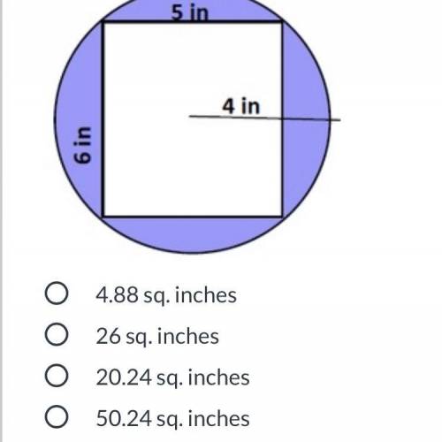 Find the area of the shaded region. (Answer choice below)