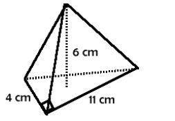 Find the volume of the pyramid. a. 22 cm³ b. 264 cm³ c. 132 cm³ d. 44 cm³