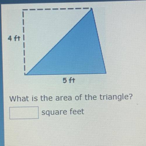 What is the area of the triangle with 4 and 5? I need answers ASAP
