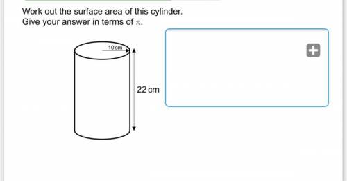 Work out the surface area of this cylinder.Give your answer in terms of pi