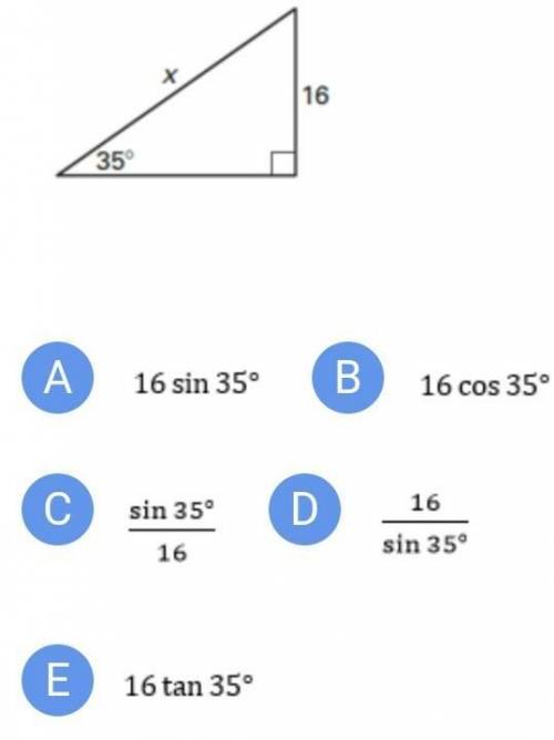 Which expression is equivalent to the value of x in the diagram?