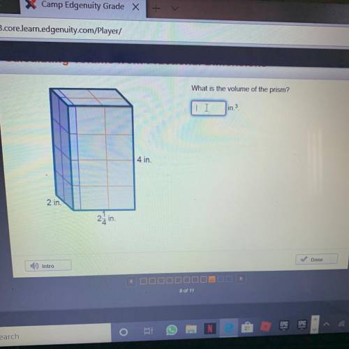 What is the volume of the prism? 4 in. 2 in.