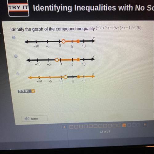 Identify the trap of the compound inequality (-2<2x-6) and (3x-12<10)