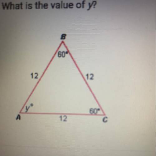 A. 60° B. Cannot be determined C. 36° D. 120 What is the value of y ?  Please Please HELP