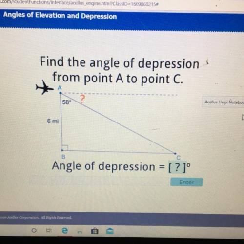 Find the point of depression from point A to point C