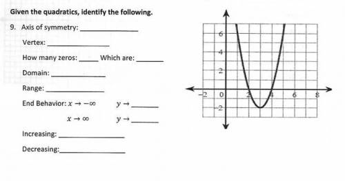 Given the quadratics identify the following, lost on how to find increasing and decrease