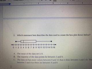Which statement best describes the data used to create the box plot shown below?  The mean of the da