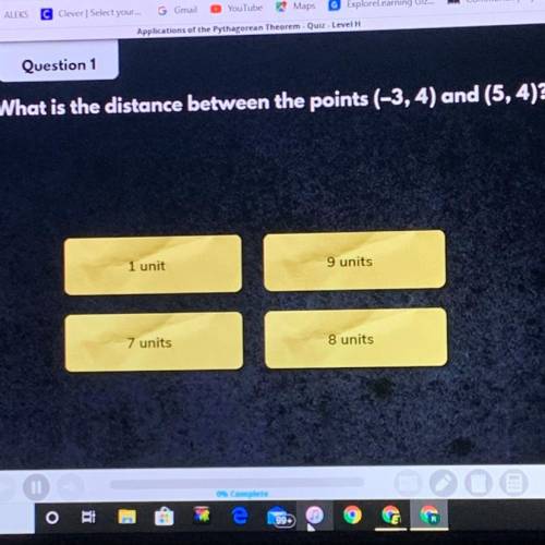 What is the distance between the points (-3,4) and (5,4)?