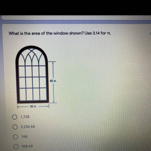 What is the area of the window shown? Use 3.14 for pi.