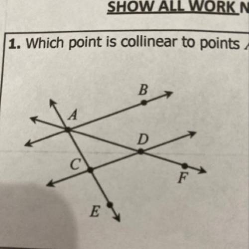Which point is collinear to points A and D?