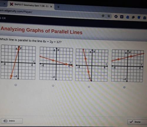 Which line is parallel to the line 8x + 2y = 127