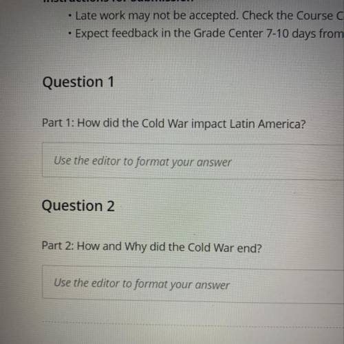 Please answer asap. College History, and I’m BEHIND
