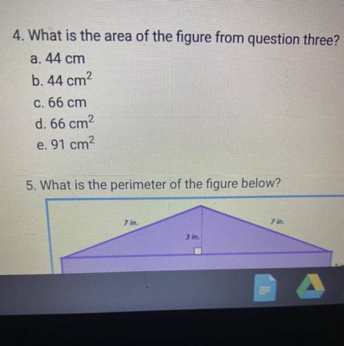 What is the area of the figure from question three?