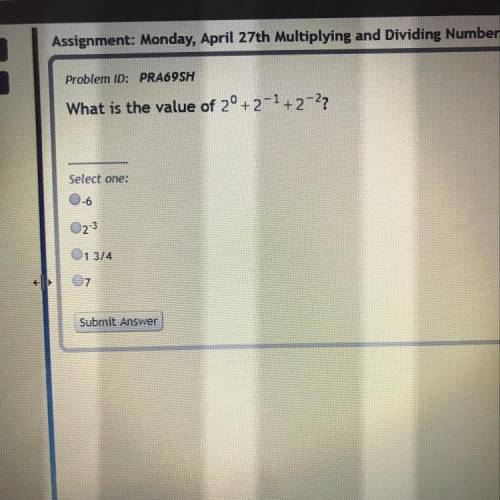 What is the value of 2° +2-1+2-??